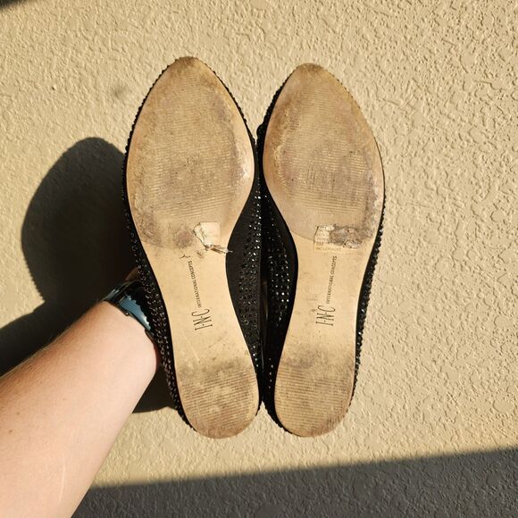 INC International Concepts "Corsica" Black Bejeweled Pointed Toe Bow Flats 8M - Picture 4 of 7